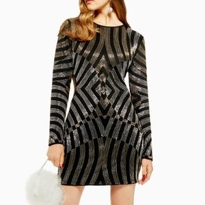 NWT Topshop bugle beaded body-con dress